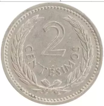 Монета 2 сентесимо Уругвая 1953 года Медно-никель Артигас