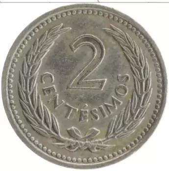 Монета 2 сентесимо Уругвая 1953 года Медно-никель Хосе Артигас
