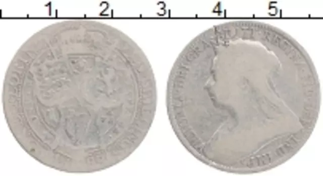 Монета 2 шиллинга Англии 1899 года Серебро Виктория