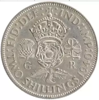 Монета 2 шиллинга Англии 1940 года Серебро Георг VI