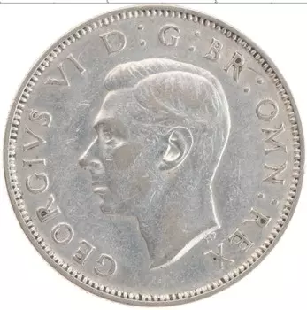 Монета 2 шиллинга Англии 1943 года Серебро Георг VI