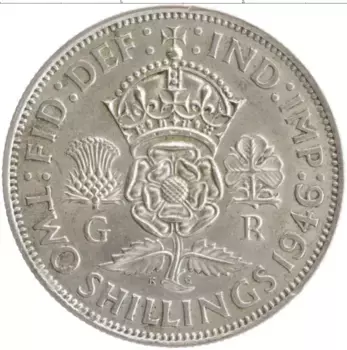 Монета 2 шиллинга Англии 1946 года Серебро Георг VI