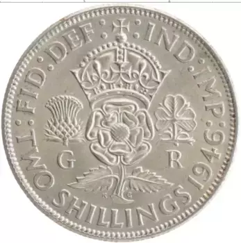 Монета 2 шиллинга Англии 1946 года Серебро Георг VI