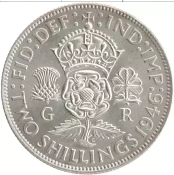 Монета 2 шиллинга Англии 1946 года Серебро Георг VI