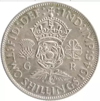 Монета 2 шиллинга Англии 1946 года Серебро Георг VI