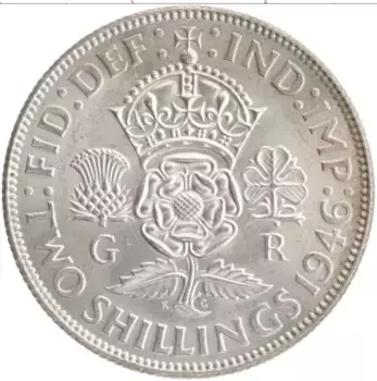 Монета 2 шиллинга Англии 1946 года Серебро Георг VI