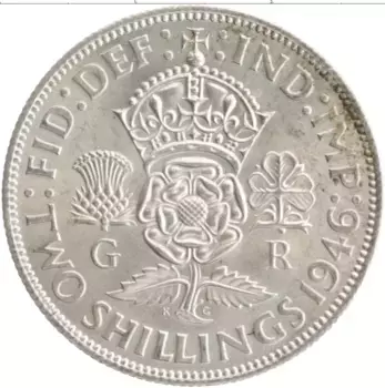Монета 2 шиллинга Англии 1946 года Серебро Георг VI