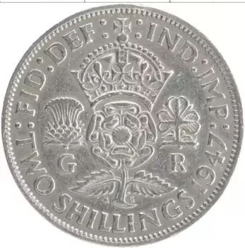 Монета 2 шиллинга Англии 1947 года Медно-никель Георг VI