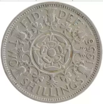 Монета 2 шиллинга Англии 1956 года Медно-никель Елизавета II