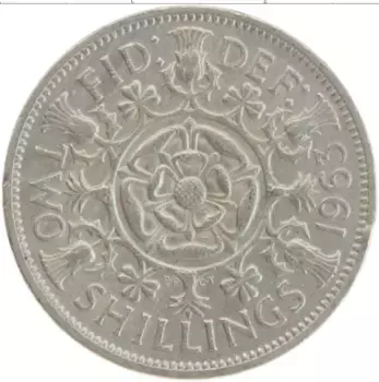 Монета 2 шиллинга Англии 1963 года Медно-никель