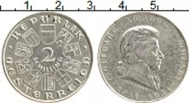 Монета 2 шиллинга Австрии 1931 года Серебро 175 лет со дня рождения композитора Вольфганга Амадея Моцарта