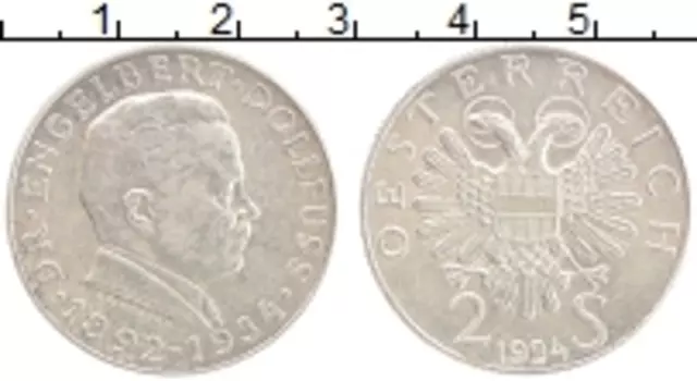 Монета 2 шиллинга Австрии 1934 года Серебро Энгельберт Доллфусс