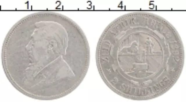 Монета 2 шиллинга Южно Африканской Республики 1892 года Серебро Пауль Крюгер