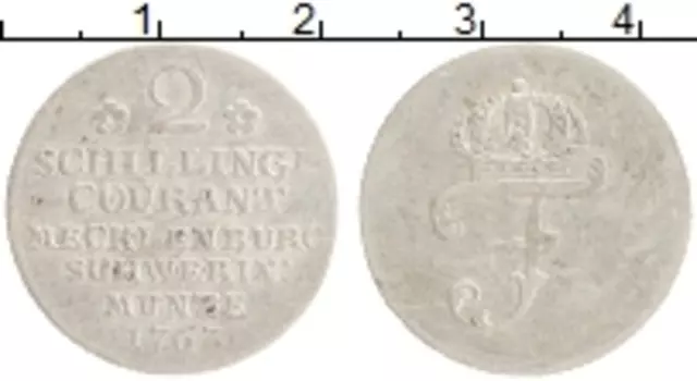 Монета 2 шиллинга Мекленбург-Шверина 1763 года Серебро Фридрих