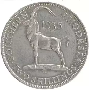 Монета 2 шиллинга Родезии 1935 года Серебро Георг V