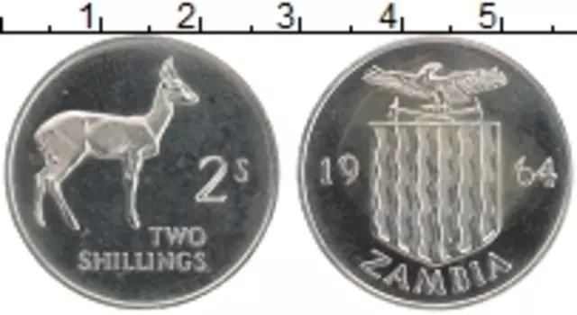 Монета 2 шиллинга Замбии 1964 года Медно-никель