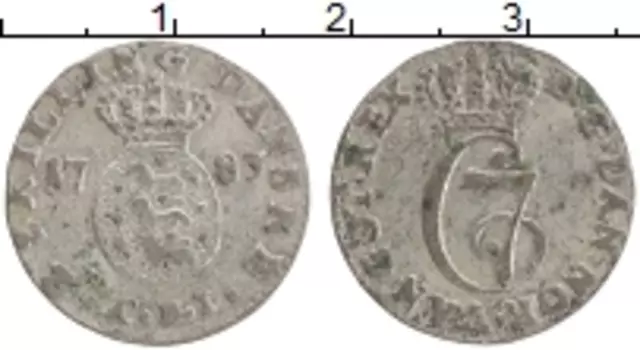 Монета 2 скиллинга Дании 1783 года Серебро Кристиан VII