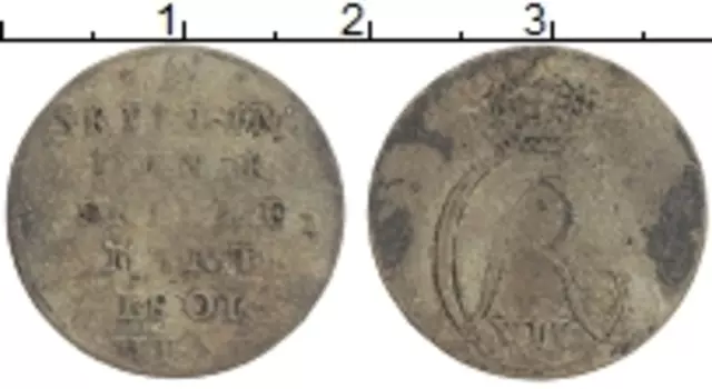 Монета 2 скиллинга Дании 1801 года Серебро HIAB
