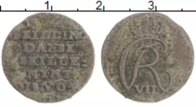 Монета 2 скиллинга Дании 1805 года Серебро Кристиан VII