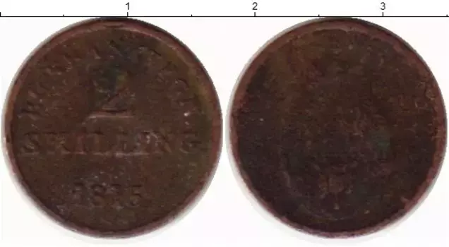 Монета 2 скиллинга Дании 1815 года Медь Фредерик VI