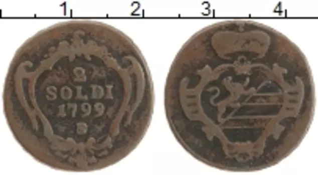 Монета 2 сольди Гориции 1799 года Медь S