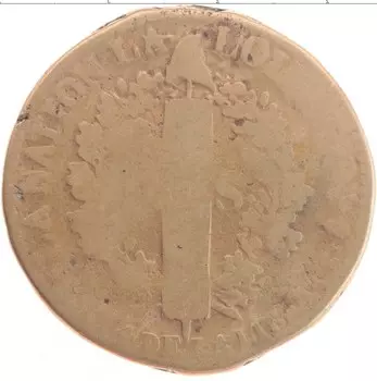 Монета 2 соля Франции 1792 года Медь Людовик XVI