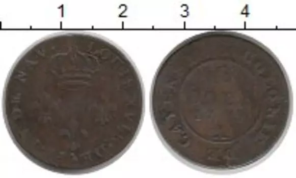 Монета 2 су Франции 1789 года Медь Людовик XVI