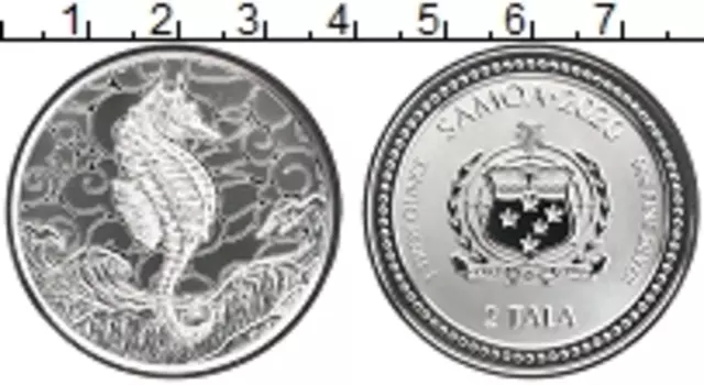 Монета 2 тала Самоа 2020 года Серебро Морской конёк