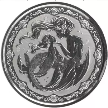 Монета 2 тала Самоа 2023 года Серебро Русалка