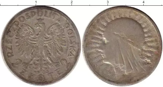 Монета 2 злотых Польши 1933 года Серебро Ядвига