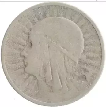 Монета 2 злотых Польши 1933 года Серебро