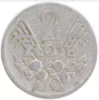 Монета 2 злотых Польши 1958 года Алюминий