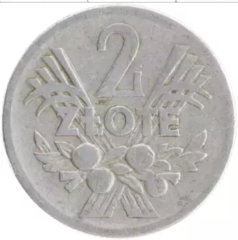 Монета 2 злотых Польши 1958 года Алюминий