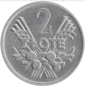 Монета 2 злотых Польши 1972 года Алюминий