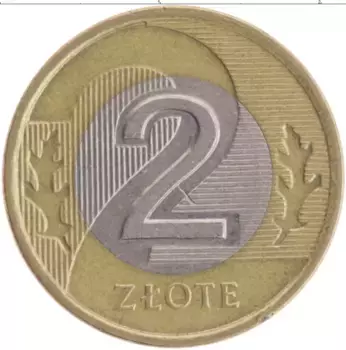 Монета 2 злотых Польши 1995 года Биметалл