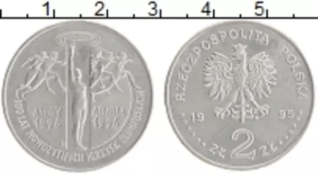 Монета 2 злотых Польши 1995 года Медно-никель 100 лет Олимпийским Играм