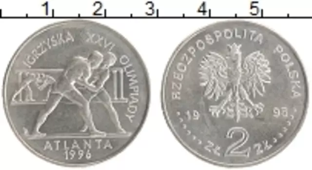 Монета 2 злотых Польши 1995 года Медно-никель XXVI летние Олимпийские Игры, Атланта 1996