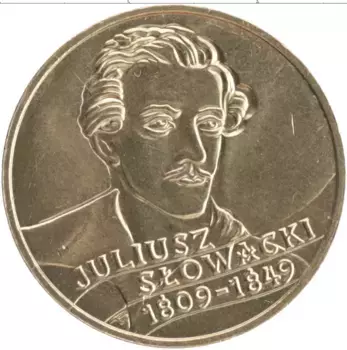 Монета 2 злотых Польши 1999 года Латунь 150 лет со дня смерти Юлиуша Словацкого