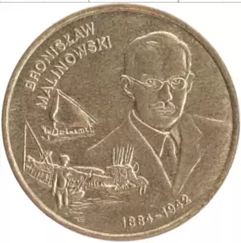 Монета 2 злотых Польши 2002 года Латунь Бронислав Малиновский
