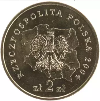 Монета 2 злотых Польши 2004 года Латунь Воеводство Подласки