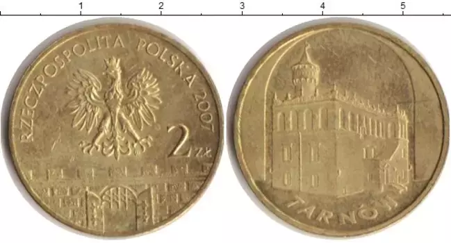 Монета 2 злотых Польши 2007 года Латунь Тарнов