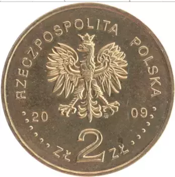 Монета 2 злотых Польши 2009 года Латунь 180 лет Центральной банковской системы Польши