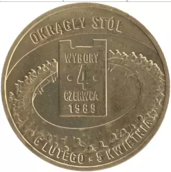 Монета 2 злотых Польши 2009 года Латунь Выборы 4 июня 1989 года
