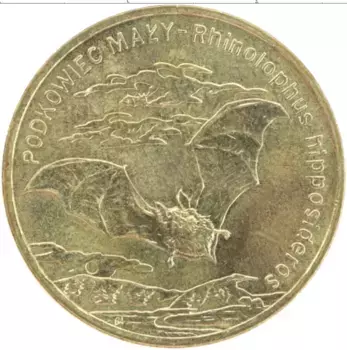 Монета 2 злотых Польши 2010 года Латунь Всемирная природа - Летучая мышь
