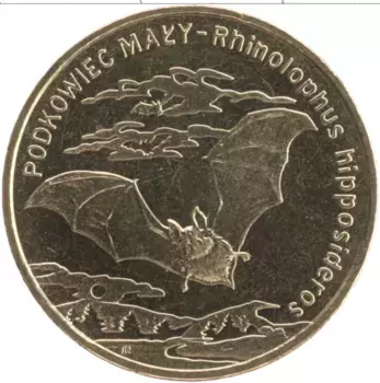 Монета 2 злотых Польши 2010 года Латунь Летучая мышь