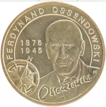 Монета 2 злотых Польши 2011 года Латунь Фердинанд Оссендовский