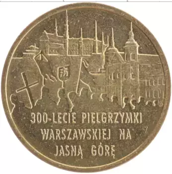 Монета 2 злотых Польши 2011 года Латунь 300 лет Варшавского паломничества на Ясну Гору