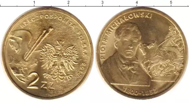 Монета 2 злотых Польши 2012 года Латунь Палитра, герб над номиналом - Пётр Мехаловски