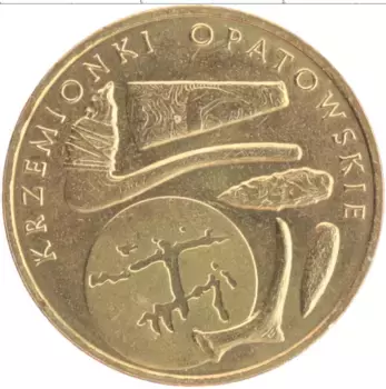 Монета 2 злотых Польши 2012 года Латунь Неолитический кремниевый рудник в Опатуве