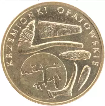 Монета 2 злотых Польши 2012 года Латунь Неолитический кремниевый рудник в Опатуве